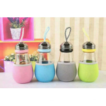 480ml insulated Glass Water Bottle,light bulb juice bottle,borosilicate cute sport bottle.